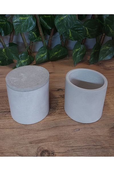 Porta blu Concrete Design CylinderOrganizer- Box with Lid and Multi-purpose Pen Holder