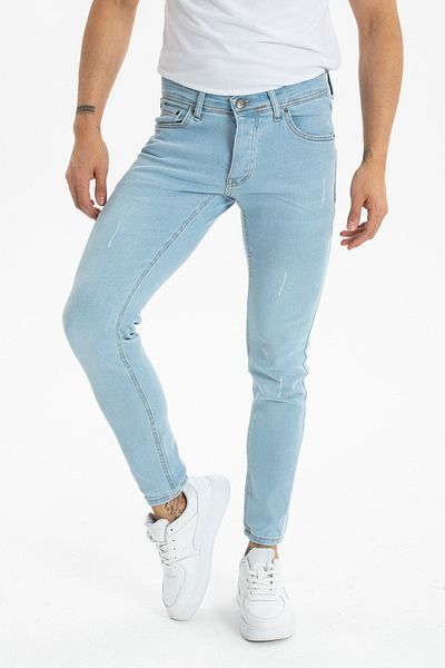 OneZero Men's Light Blue Skinny Fit pants