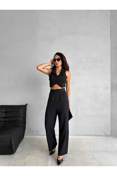 RAFINERY Pantaloni Palazzo de damă cu talie înaltă și fard - 69260-541