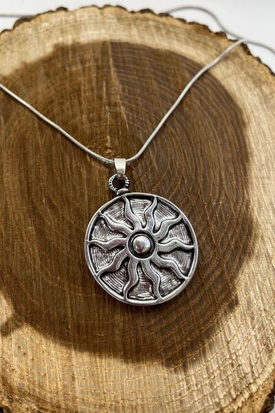 Balzamin Design Paslanmaz Kararmaz Çelik Gümüş Rengi Maya Güneşi 60 cm Yılan ...