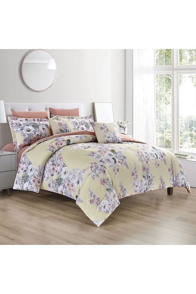 In House Lima | 8 Pieces Comforter Set - King - 260x240 cm - Begie & Rose Pink