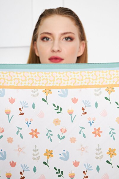D scarf SU YEŞİLİ ÇİÇEK DESENLİ KADIN FULAR