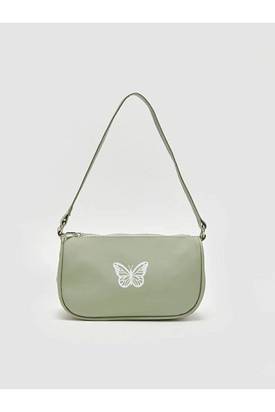 LC Waikiki Green Butterfly Printed Girl's Shoulder Bag