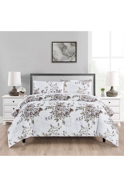 In House Hamsa | 4 Pieces Summer Comforter Set - King - 260x240 cm - Ivory & Dark Beige