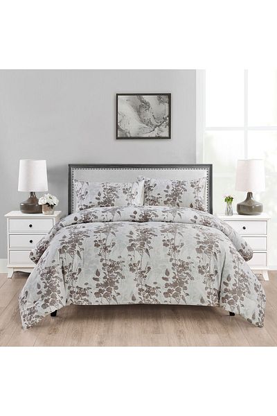 In House Marius | 4 Pieces Summer Comforter Set - King - 260x240 cm - Ivory & Light Brown