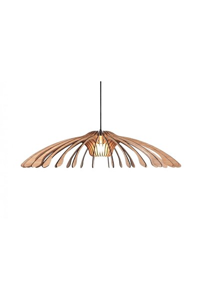 Ferisa Home 70 cm Bohem Rustik Retro Ahşap Duylu Sarkıt Ahşap Ömür Salon Avize