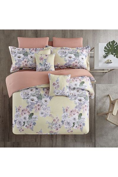 In House Lima | 8 Pieces Comforter Set - King - 260x240 cm - Begie & Rose Pink