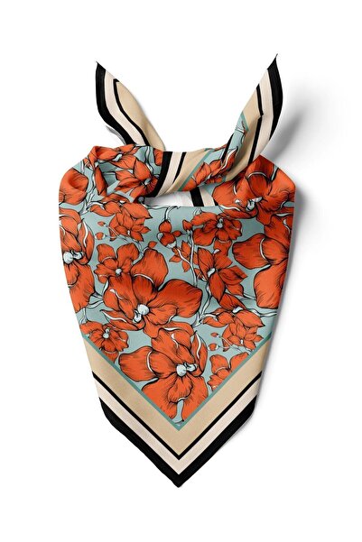 D scarf Kadın Çiçek Desenli Fular Bandana
