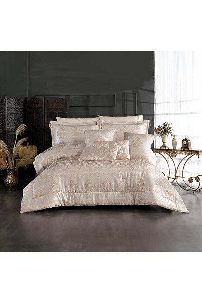 In House Dover | 10 Pieces Copland Comforter Set - King - 260x240 cm - 602 - Ivory & Gold