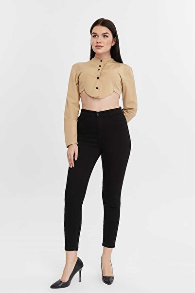 Vovikon Ψηλόμεσο μαύρο Gabardine Skinny Jean - Γυναικείο Skinny Παντελόνι
