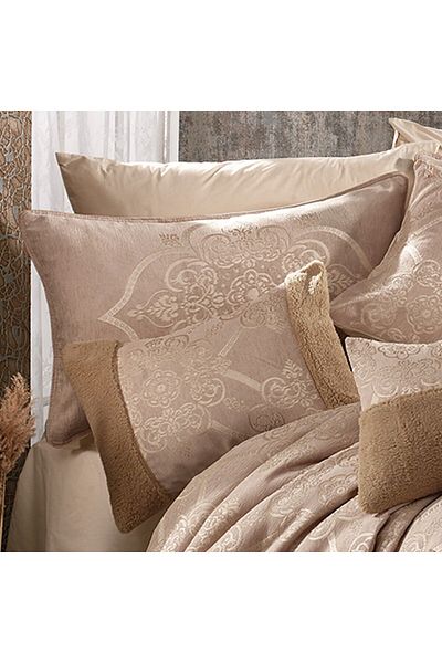 In House Aster | 12 Pieces Chanel Lohaver Polyester Comforter Set - King - 240x260 cm - 2000204-v4 - Beige