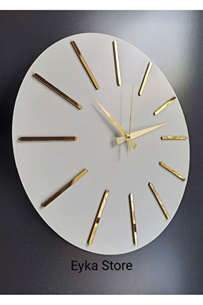 EYKA STORE Beyaz Gold Ayna Detaylı Duvar Saati