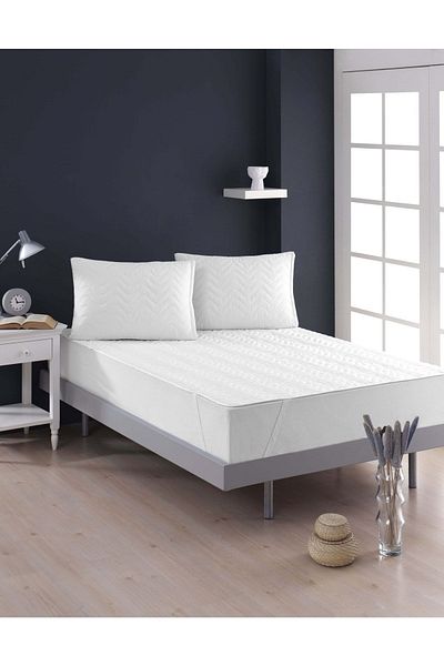 VESSİNOHOME Microfiber Quilted 4 Corner Mattress Mattress Water Liquid Proof Single Double Mattress Pad Protective Sheet 11 Sizes