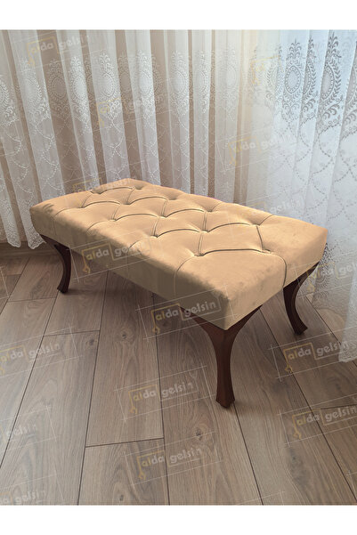 aldagelsin Kapitoneli Ayak Ucu Kapı Önü Antre Bench Puf Ceviz Ayak (100*45)