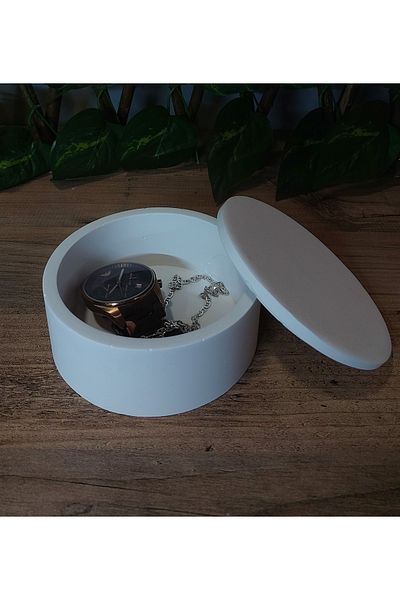 Porta blu Concrete Round Designed - Multi-purpose Organizer Box with Lid