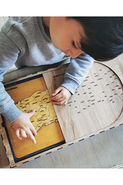 Letbil Reklam Ahşap Türkiye Haritası, Yapboz, Puzzle Kutulu - (50X27,50CM)
