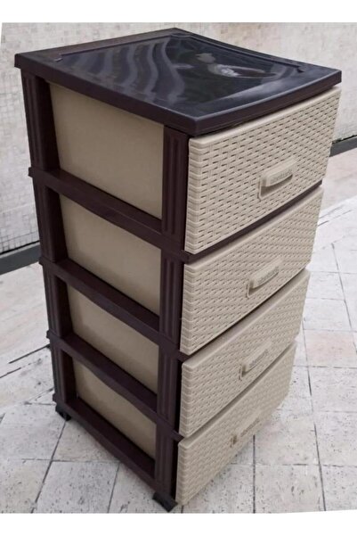 abnturk 4 Katlı Hasır Sebzelik Dolap Makaralı Çekmece Tekerli BüyükBoy Plasti...