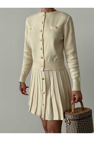 Lusin Жіночий трикотажний комплект на ґудзиках з кардиганом та спідницею SM