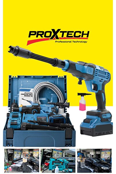 PROXTECH Yüksek Bar 10Pilli Profesyonel Kömürsüz Şarjlı Oto Yıkama Makinesi Çift Akülü Bahçe Yıkama Makinasi