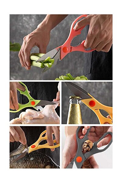 ÖzSima 8 Fonksiyonlu Paslanmaz Çelik Makas Tavuk Et Balık Ekmek Ceviz Doğrayı...