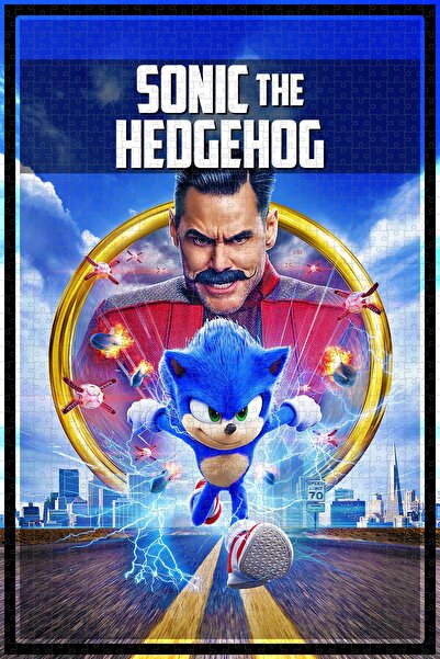 Jeronkarji Sonic the Hedgehog (2020) Film Posterinin 1000 Parça Puzzle Yapboz...