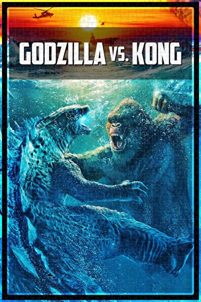 Jeronkarji Godzilla vs. Kong (2021) Film Posterinin 1000 Parça Puzzle Yapbozu