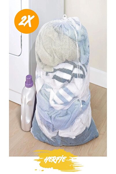 HERFİE 2 Adet Büyük Boy Eşya Çamaşır Kirli Bez Perde Tül Okul Kıyfaeti Yıkama...