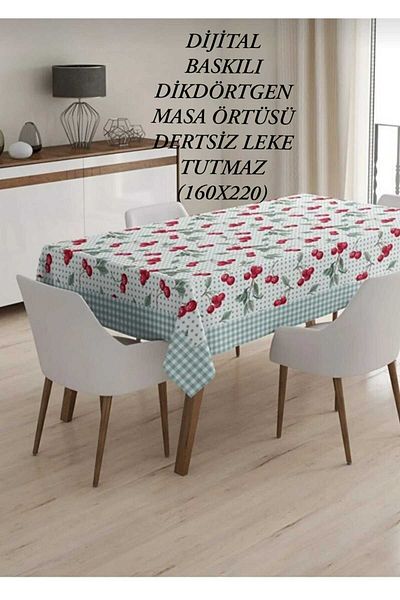HMZ Djıtal Printed Rectangular Tablecloth - Care Free Stain Resistant (160X220)