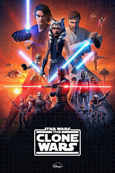 Jeronkarji Star Wars: The Clone Wars (2008) Film Posterinin 1000 Parça Puzzle Yapbozu  S1