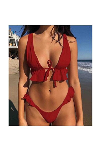 Vie Swimwear Gioia Fırfırlı Bikini Takımı Kırmızı
