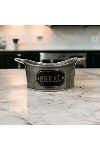 LUCKYHOMES Metal Plate Bread Bowl Galvanized Wire Handle Table Top Bread Bowl