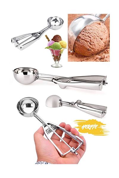 ÖzSima Practical Stainless Halva Ice Cream Ball Shaped Scoop Spoon