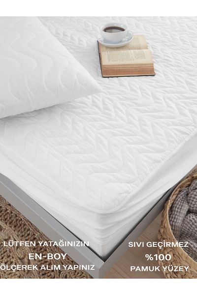 VESSİNOHOME Quilted Fitted White Mattress Protector Single Double Water Liquid-Proof Anti-Sweat Mattress Mat