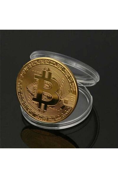 HERFİE 2 adet Bitcoin Madeni Para Altın Rengi Hatıra Koleksiyon Değerli Kutulu (2x)