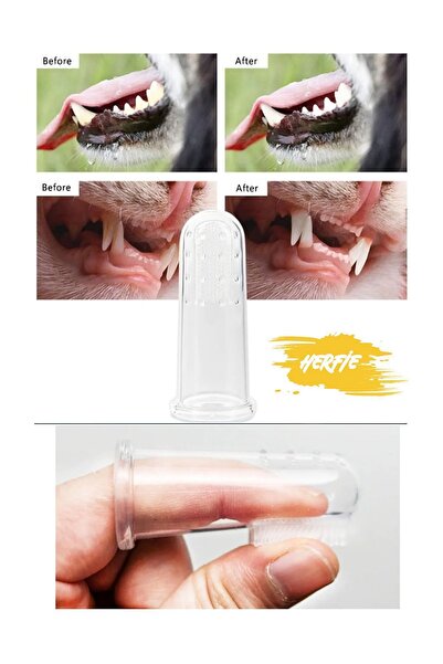 HERFİE Evcil Hayvan Kedi Köpek Parmak Diş Fırçalama Temizleme Aleti Diş Fırçası