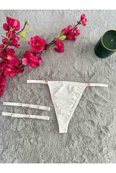 Oprah Kadın Aksesurlı Seksi String ve 2 Li Kalp Aksesuarlı Bacak Aksesuarı