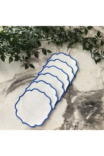 Kristal Tasarım 6-Piece Plain Cocktail Napkins | Blue