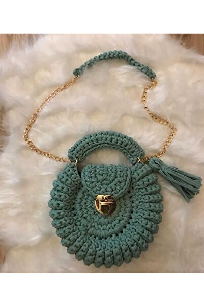 KRİSTAL ÖRGÜM Şık El Örgüsü Midye Model Çanta