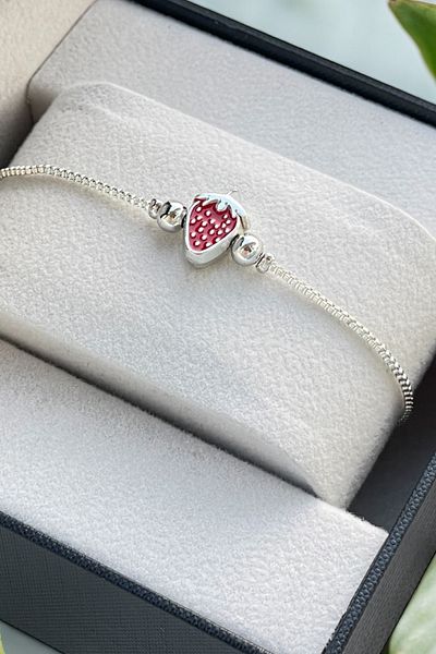 TAKIPORT Silver Strawberry Bracelet with Elevator and Adjustable - Women