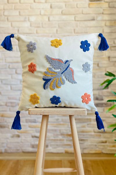 SWITA Design decorativ unic cu margarete - Husă de pernă brodata cu pumn (pantaloni)