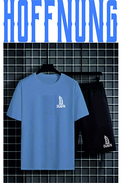 HOFFNUNG 1 Color Printed Oversize Hoffnunf Combed Cotton Shorts Summer Set - Full Shorts Burj