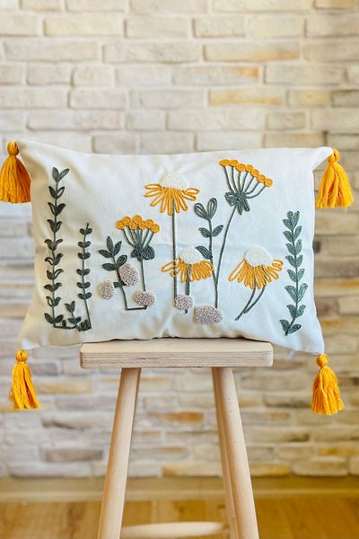 SWITA Husă de pernă cu design special decorativ brodat cu pumn (pantaloni)