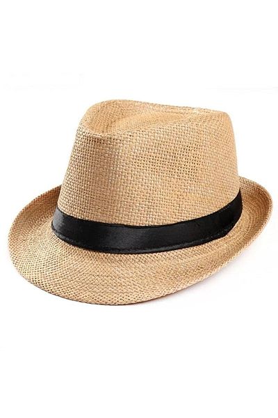 Angelika Unisex Straw Banded Camel Trilby Hat