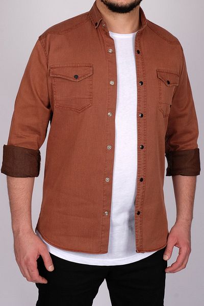 bombe Ανδρικό τζιν πουκάμισο Slim Fit