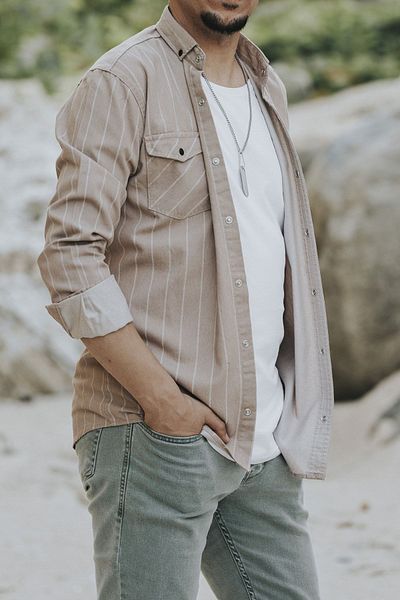 bombe Slim Fit Men's Denim Shirt Mink