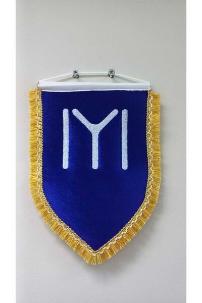 ötüken Kayı Tamgası İşlemeli Beşgen Kadife Flama