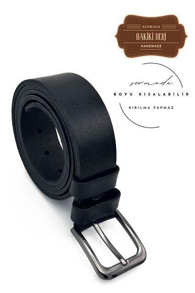 Moda Lalin Ανδρική τζιν ζώνη 44 mm εμπριμέ ποιότητας από συνθετικό δέρμα μαύρη
