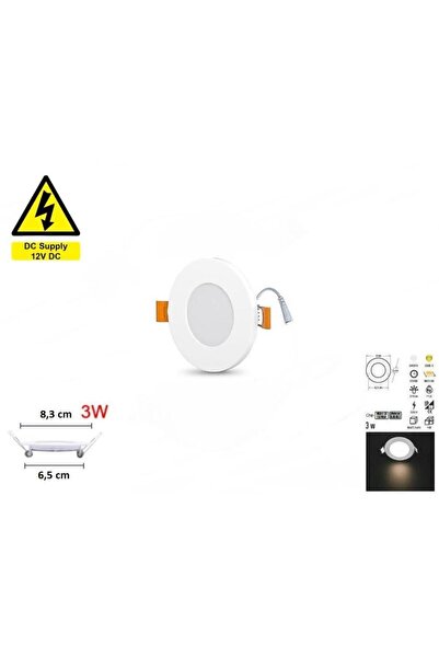 ironcaravan Karavan Tavan Led Spot 12v 3w Beyaz Kasa (GÜN IŞIĞI AYDINLATMA)