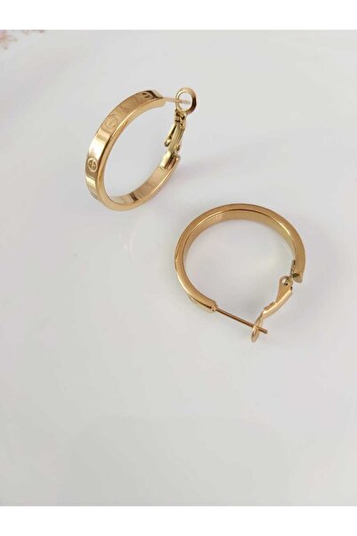 DEVİ fashion Gold Colored Steel Modern Design Hoop Earrings