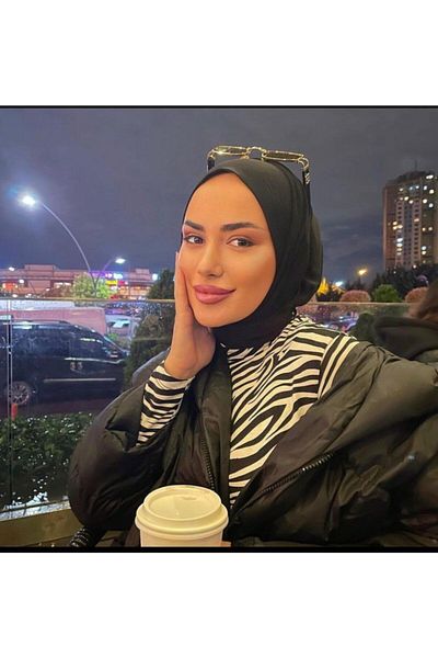 OykumBone Black Color Snap Fastener Ready-made Scarf Shawl Hijap